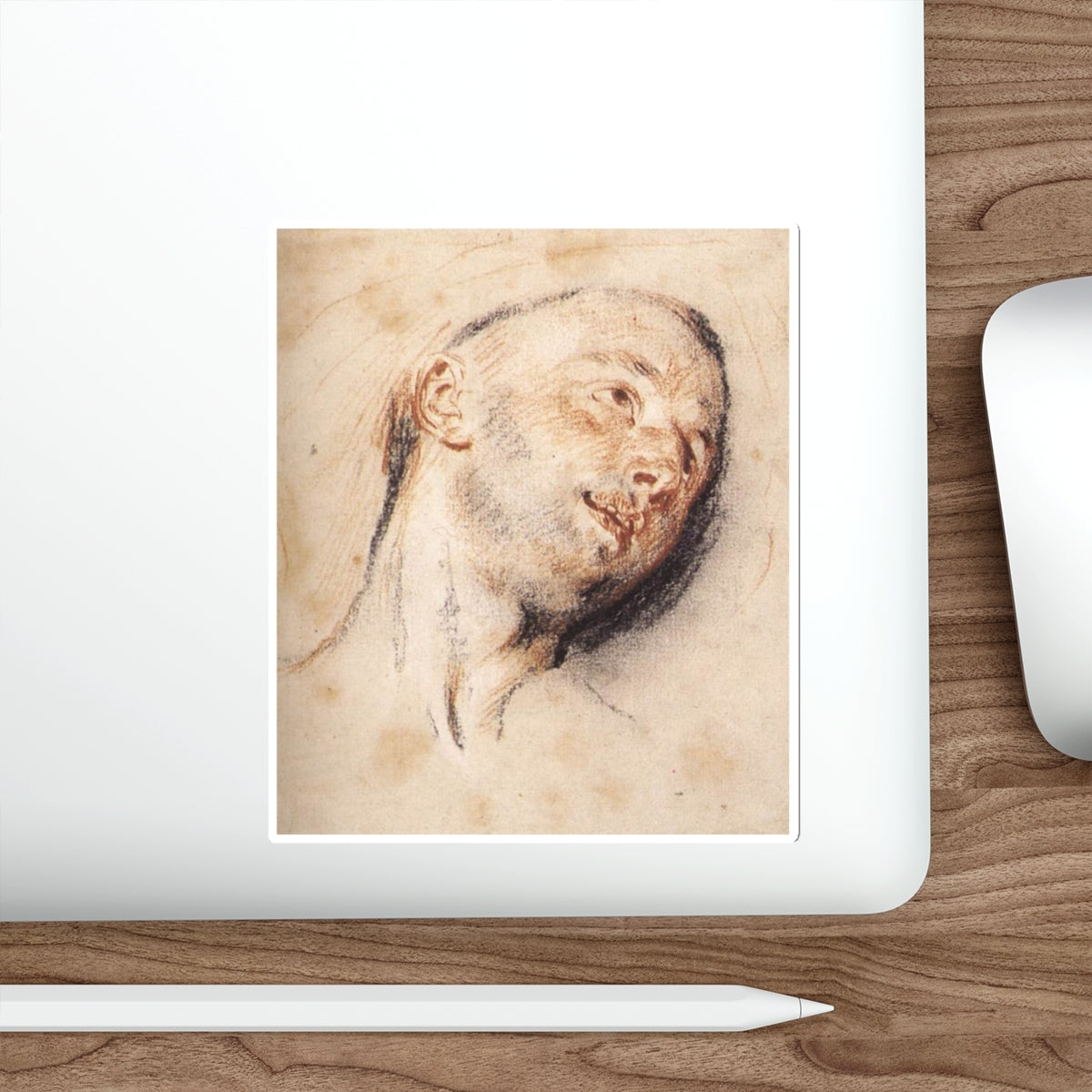 WATTEAU, Jean-Antoine - Head of a Man (Artwork) STICKER Vinyl Die-Cut Decal-The Sticker Space