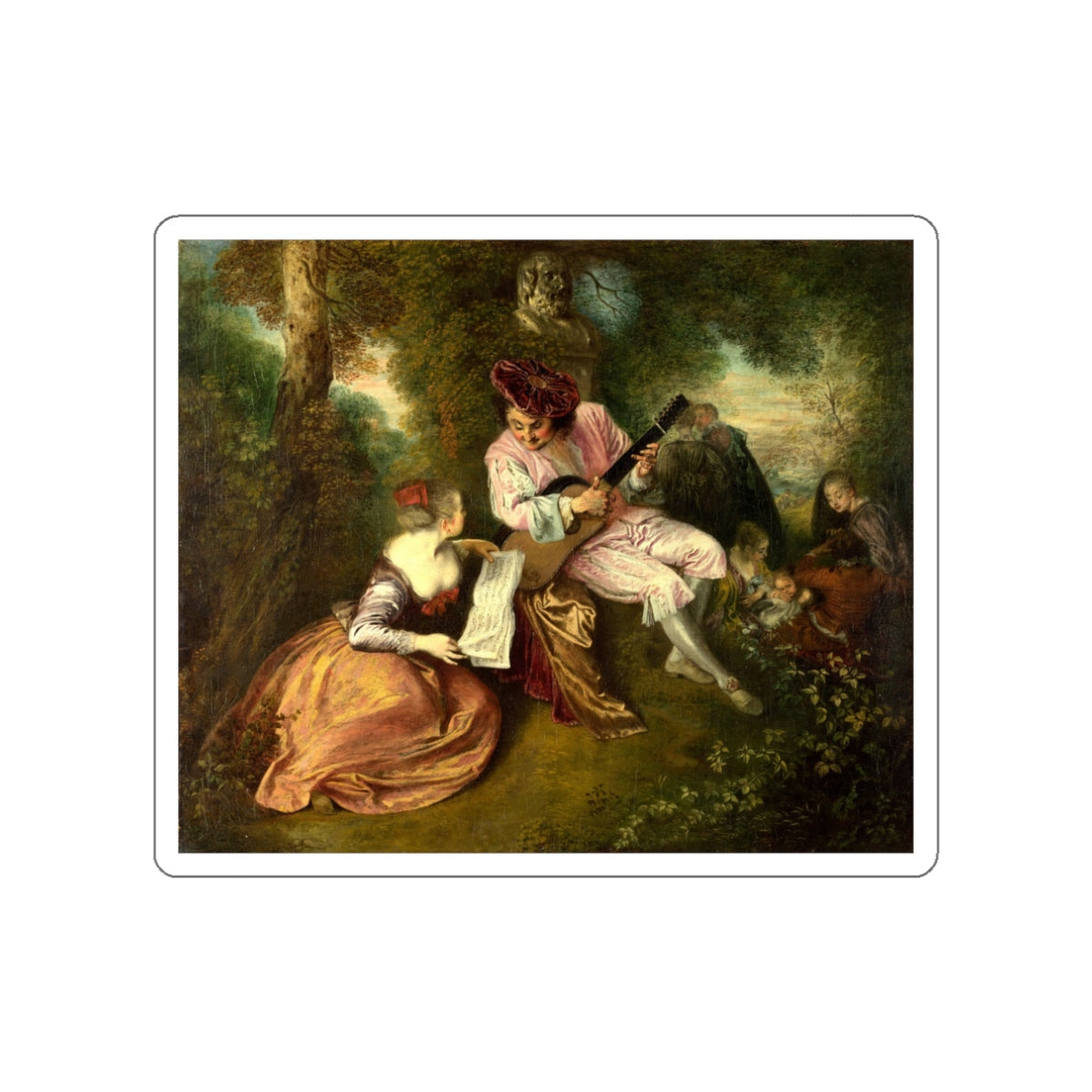 WATTEAU, Jean-Antoine - 'La gamme d'amour' (The Love Song) (Artwork) STICKER Vinyl Die-Cut Decal-White-The Sticker Space