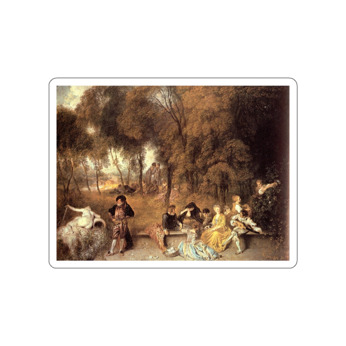 WATTEAU, Jean-Antoine - Merry Company in the Open Air (Artwork) STICKER Vinyl Die-Cut Decal-White-The Sticker Space