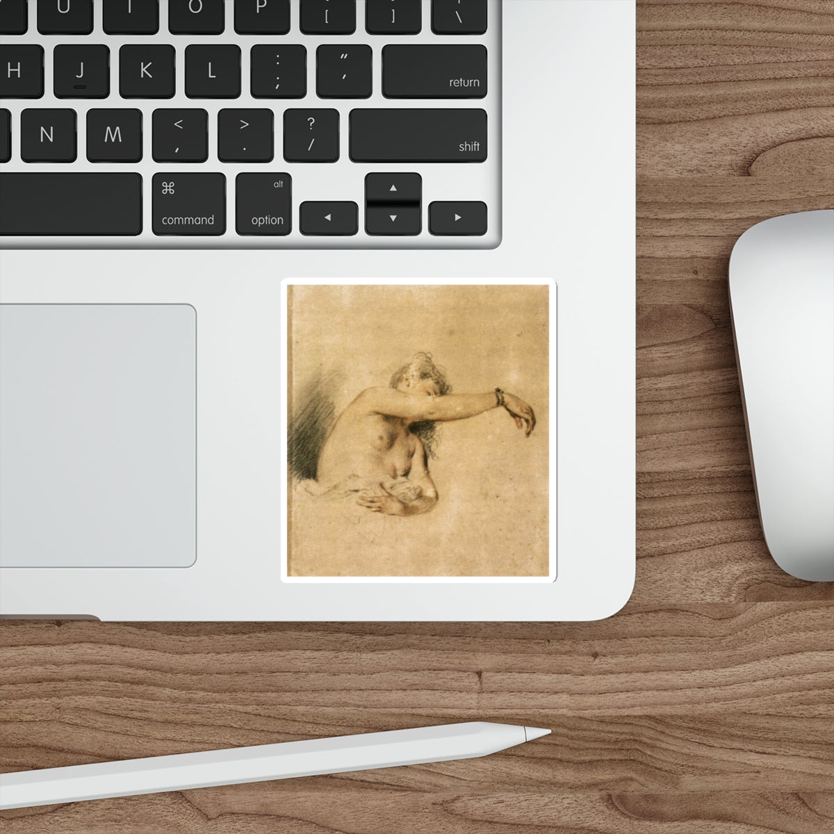 WATTEAU, Jean-Antoine - Nude with Right Arm Raised (Artwork) STICKER Vinyl Die-Cut Decal-The Sticker Space