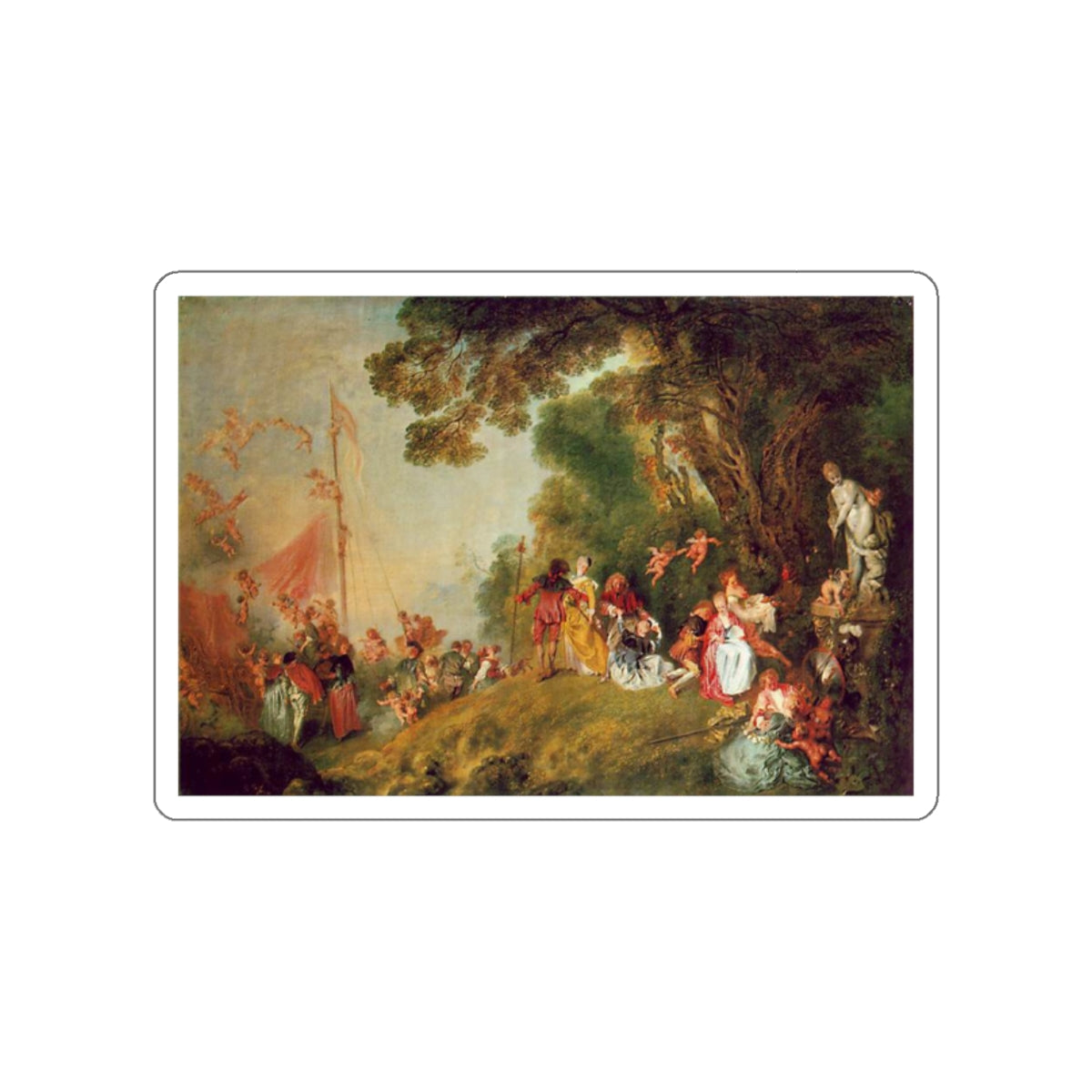 WATTEAU, Jean-Antoine - Pilgrimage to Cythera (Artwork) STICKER Vinyl Die-Cut Decal-White-The Sticker Space