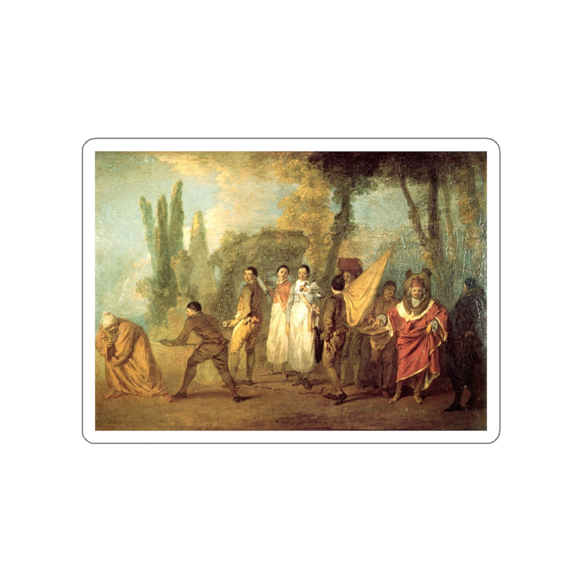 WATTEAU, Jean-Antoine - Qu-ay je fait assassins maudits (Artwork) STICKER Vinyl Die-Cut Decal-White-The Sticker Space