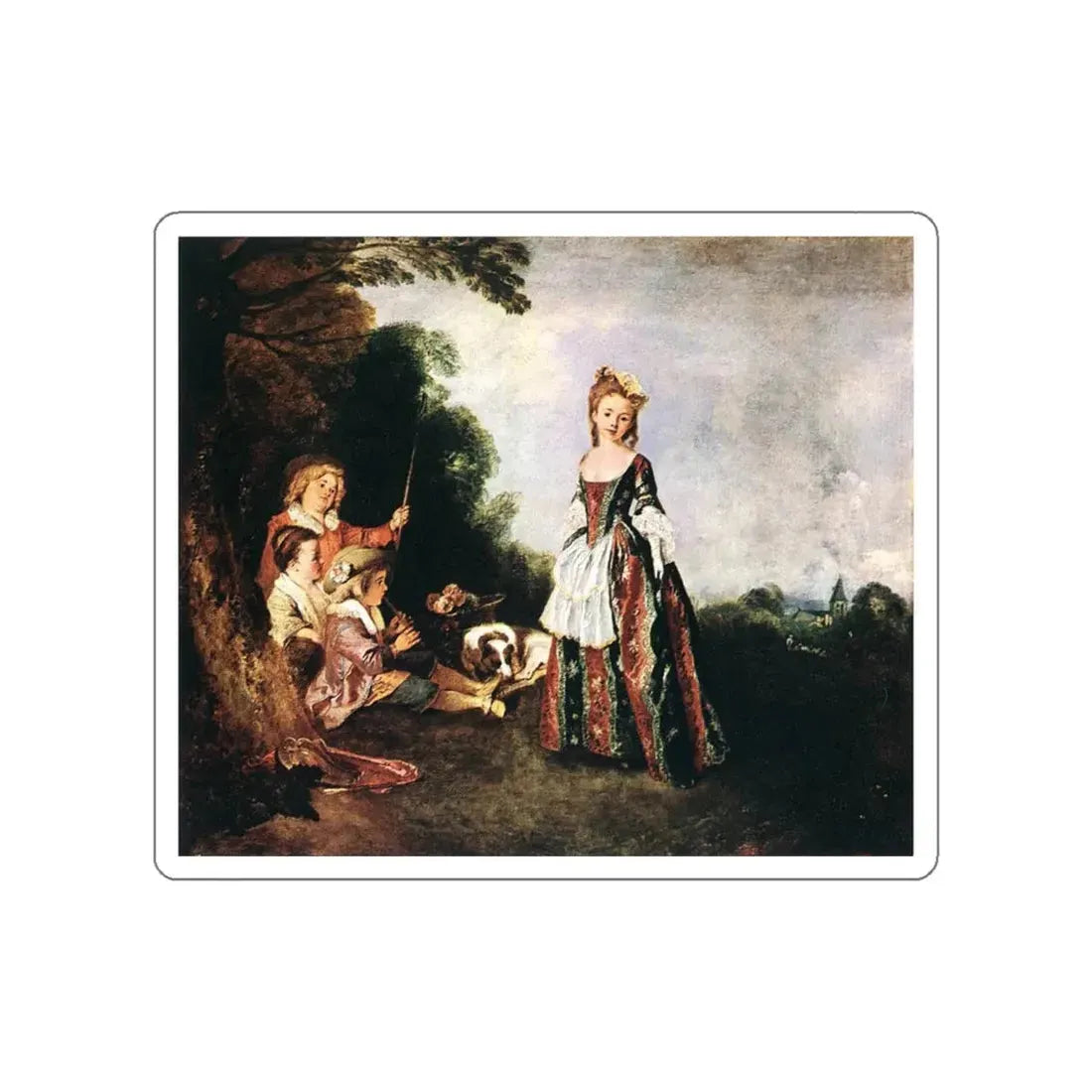 WATTEAU, Jean-Antoine - The Dance (Artwork) STICKER Vinyl Die-Cut Decal White Die-Cut 4 Inch - The Sticker Space