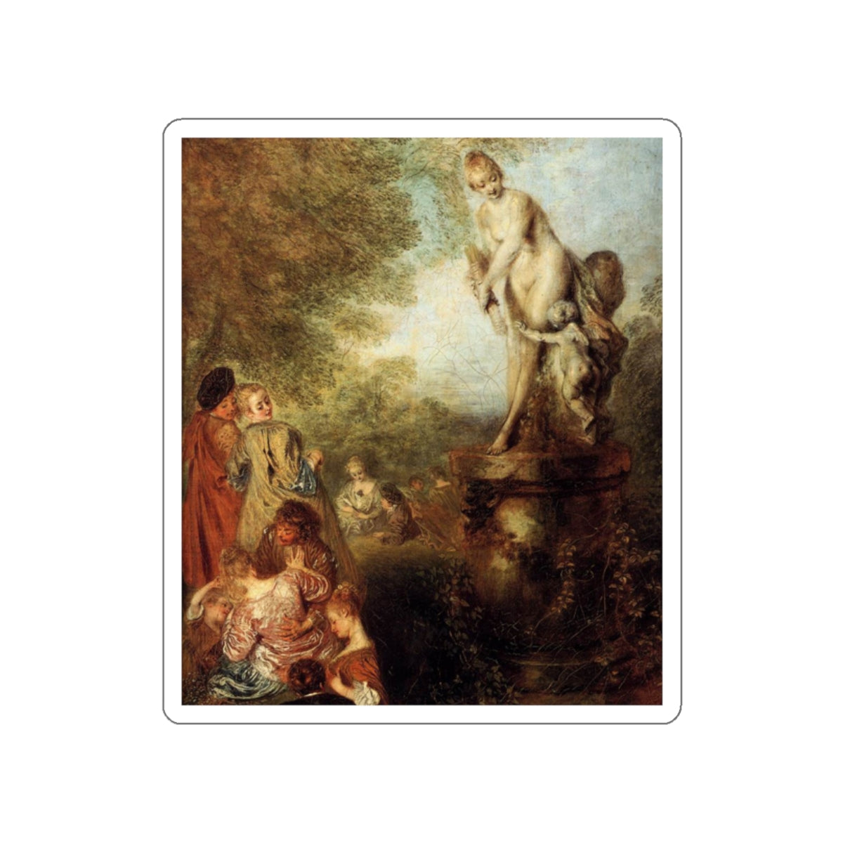 WATTEAU, Jean-Antoine - The Festival of Love (detail) (Artwork) STICKER Vinyl Die-Cut Decal-White-The Sticker Space