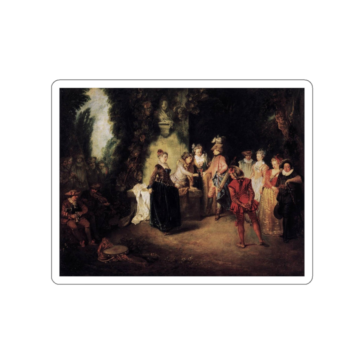 WATTEAU, Jean-Antoine - The French Comedy (Artwork) STICKER Vinyl Die-Cut Decal-White-The Sticker Space