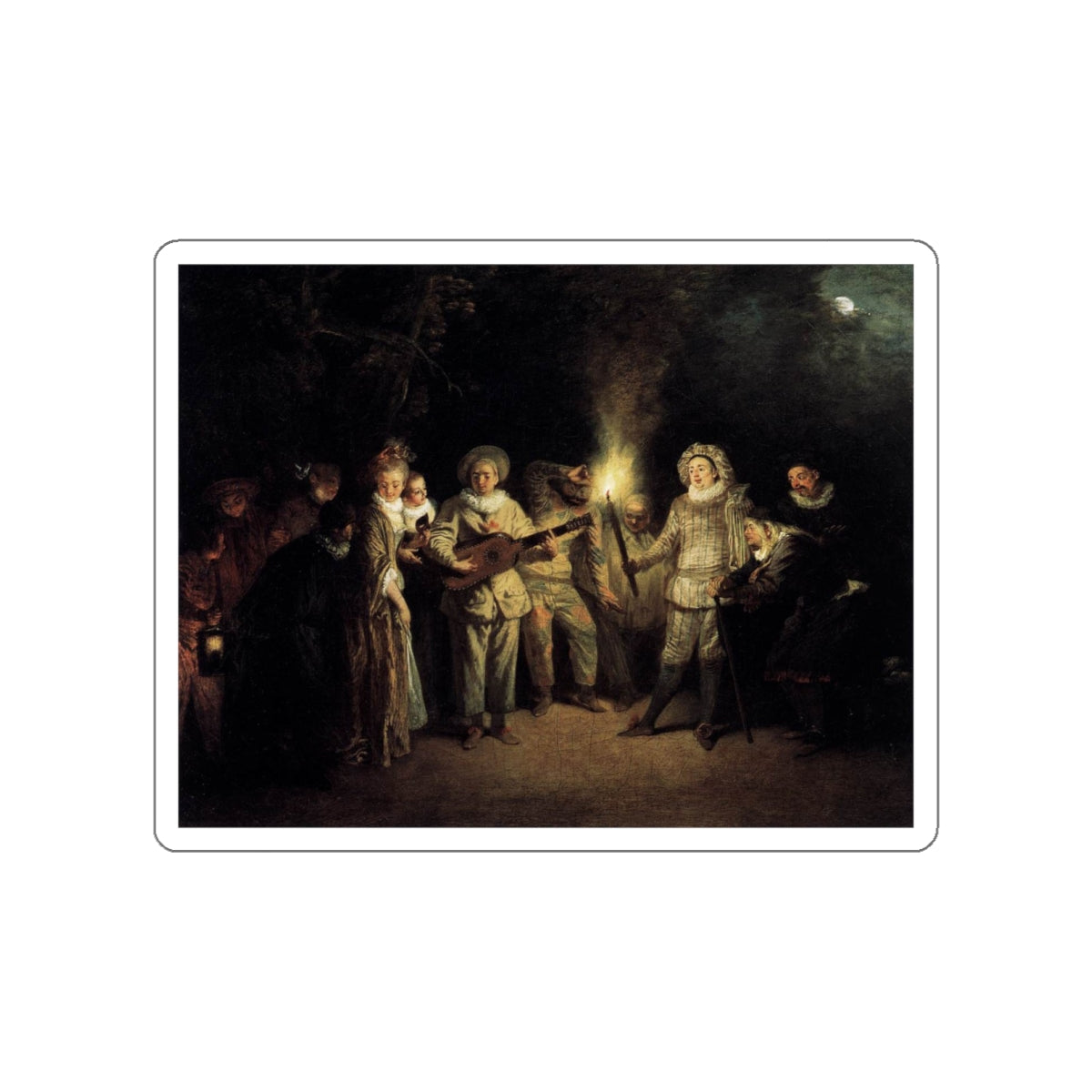 WATTEAU, Jean-Antoine - The Italian Comedy (Artwork) STICKER Vinyl Die-Cut Decal-White-The Sticker Space