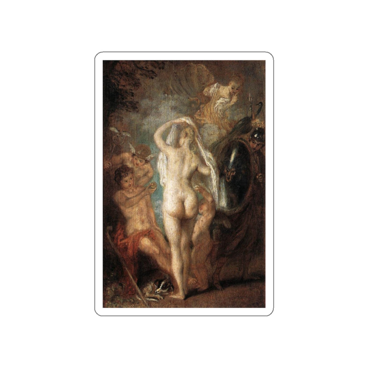 WATTEAU, Jean-Antoine - The Judgement of Paris (Artwork) STICKER Vinyl Die-Cut Decal-White-The Sticker Space