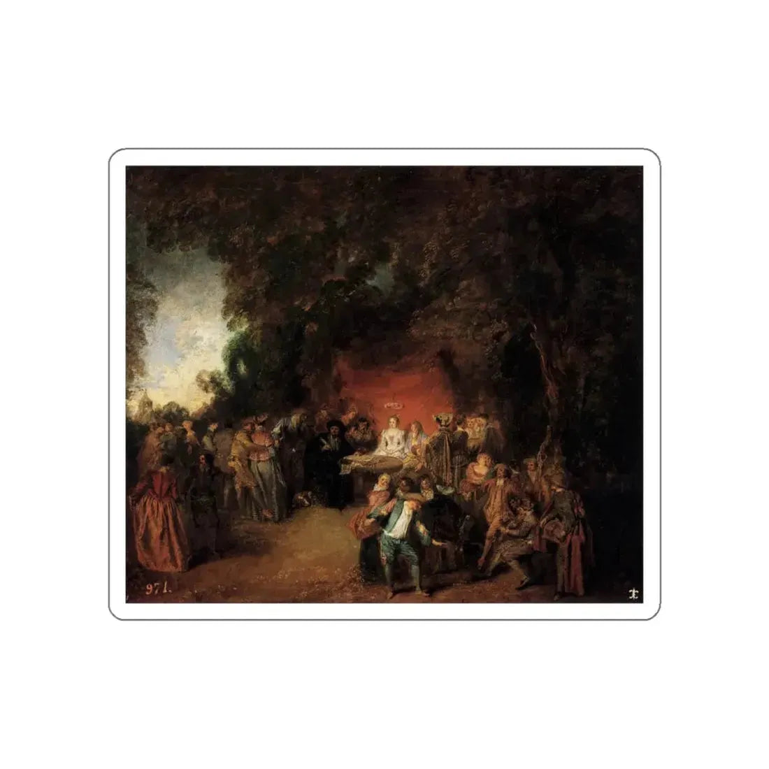 WATTEAU, Jean-Antoine - The Marriage Contract (Artwork) STICKER Vinyl Die-Cut Decal White Die-Cut 4 Inch - The Sticker Space