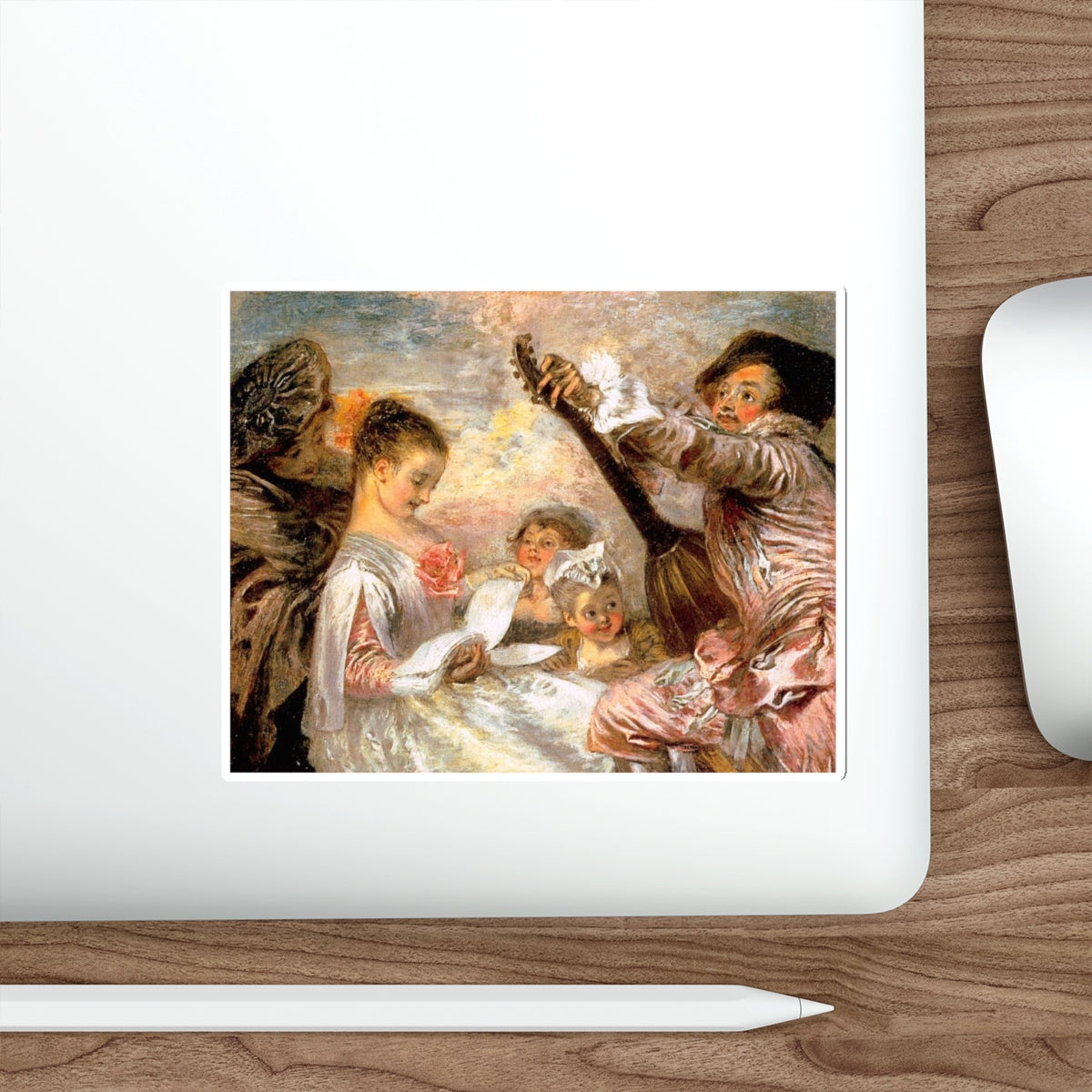 WATTEAU, Jean-Antoine - The Music Lesson (Artwork) STICKER Vinyl Die-Cut Decal-The Sticker Space