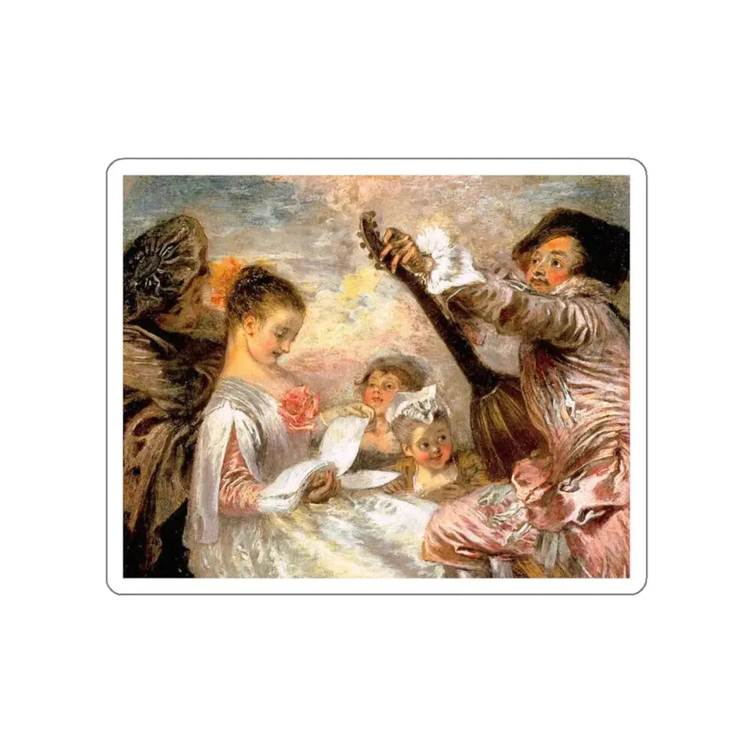 WATTEAU, Jean-Antoine - The Music Lesson (Artwork) STICKER Vinyl Die-Cut Decal White Die-Cut 6 Inch - The Sticker Space