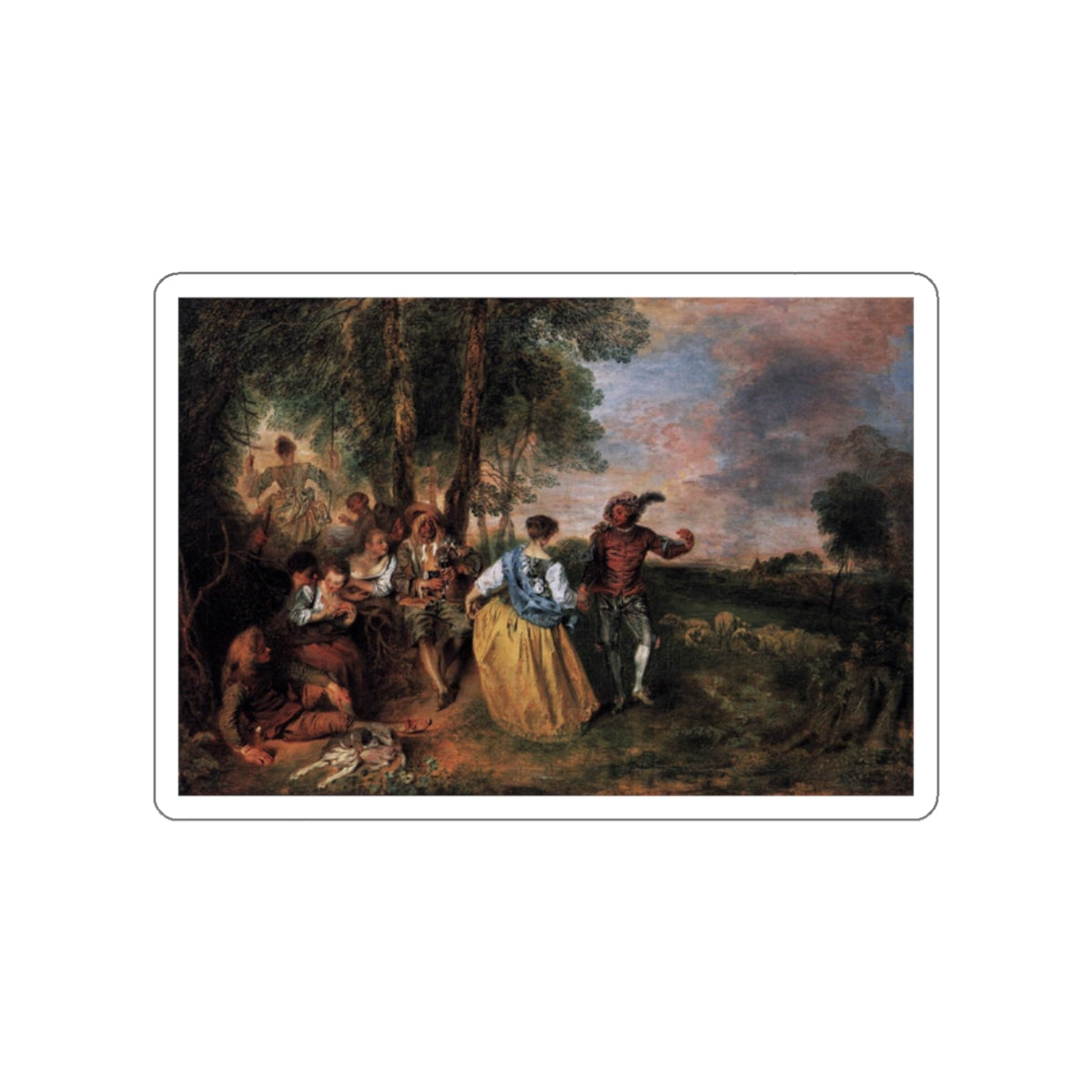 WATTEAU, Jean-Antoine - The Shepherds (Artwork) STICKER Vinyl Die-Cut Decal-White-The Sticker Space