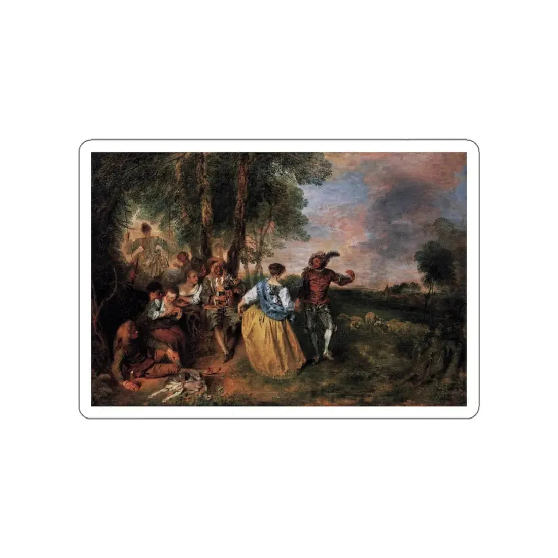 WATTEAU, Jean-Antoine - The Shepherds (Artwork) STICKER Vinyl Die-Cut Decal White Die-Cut 3 Inch - The Sticker Space