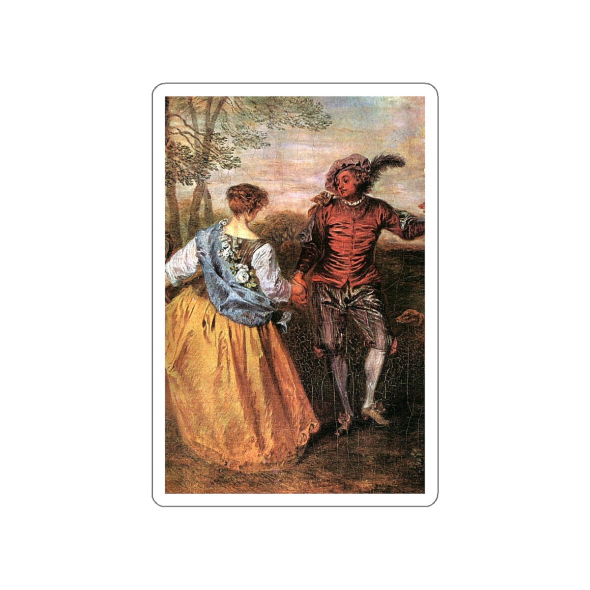 WATTEAU, Jean-Antoine - The Shepherds detail (Artwork) STICKER Vinyl Die-Cut Decal-White-The Sticker Space