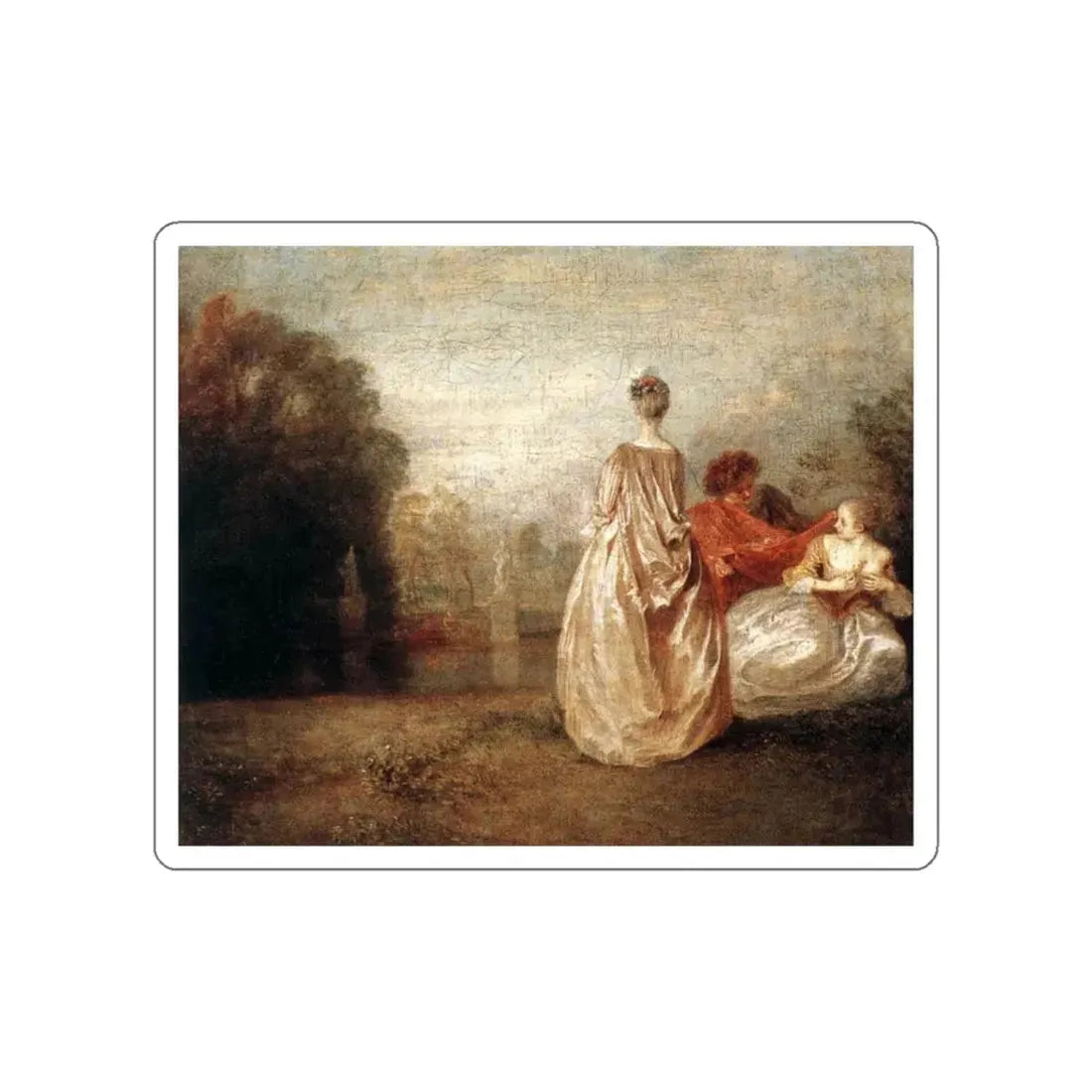 WATTEAU, Jean-Antoine - Two Cousins (Artwork) STICKER Vinyl Die-Cut Decal White Die-Cut 6 Inch - The Sticker Space