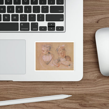 WATTEAU, Jean-Antoine - Two studies of the head and the shoulders of a little (Artwork) STICKER Vinyl Die-Cut Decal-The Sticker Space