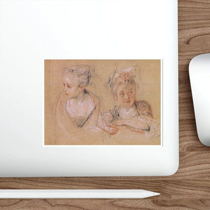 WATTEAU, Jean-Antoine - Two studies of the head and the shoulders of a little (Artwork) STICKER Vinyl Die-Cut Decal-The Sticker Space