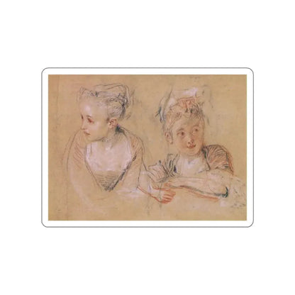 WATTEAU, Jean-Antoine - Two studies of the head and the shoulders of a little (Artwork) STICKER Vinyl Die-Cut Decal White Die-Cut 6 Inch - The Sticker Space