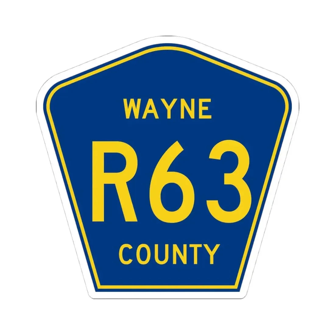 Wayne County Route R63 IA (Iowa) (Road Sign) STICKER Vinyl Kiss-Cut Decal 4 Inch White - The Sticker Space