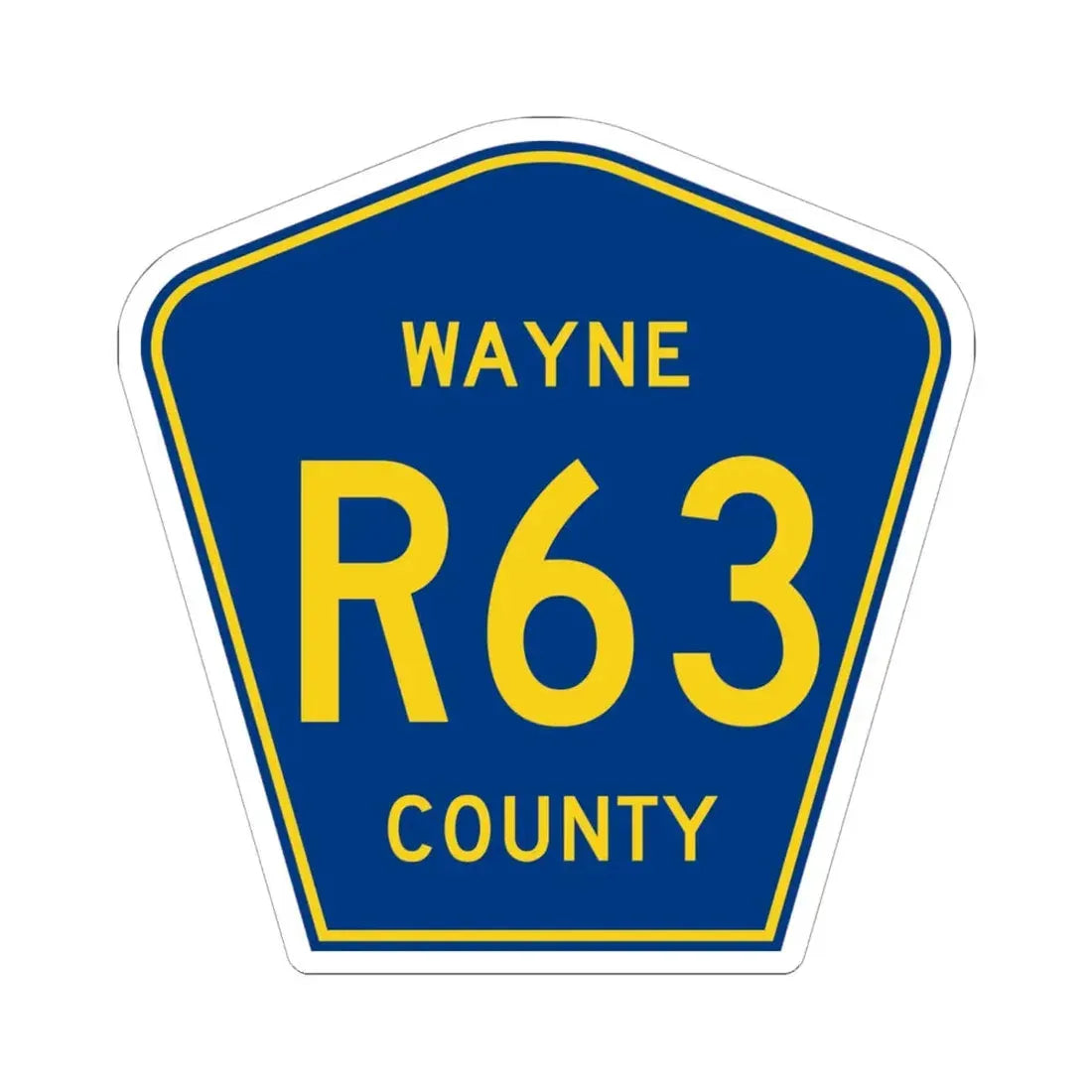 Wayne County Route R63 IA (Iowa) (Road Sign) STICKER Vinyl Kiss-Cut Decal 6 Inch White - The Sticker Space