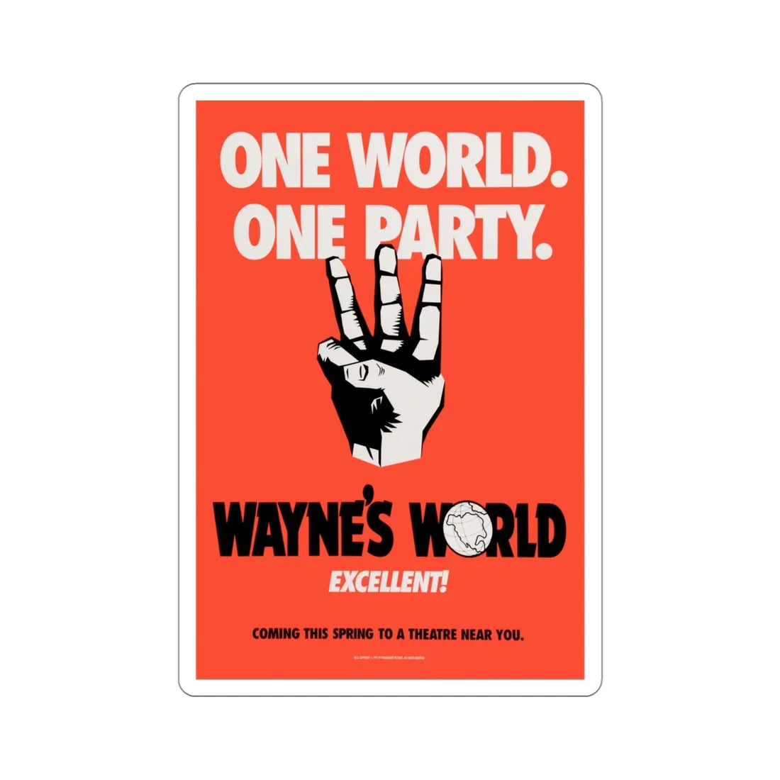 Waynes World 1992 Movie Poster STICKER Vinyl Die-Cut Decal 4 Inch - The Sticker Space