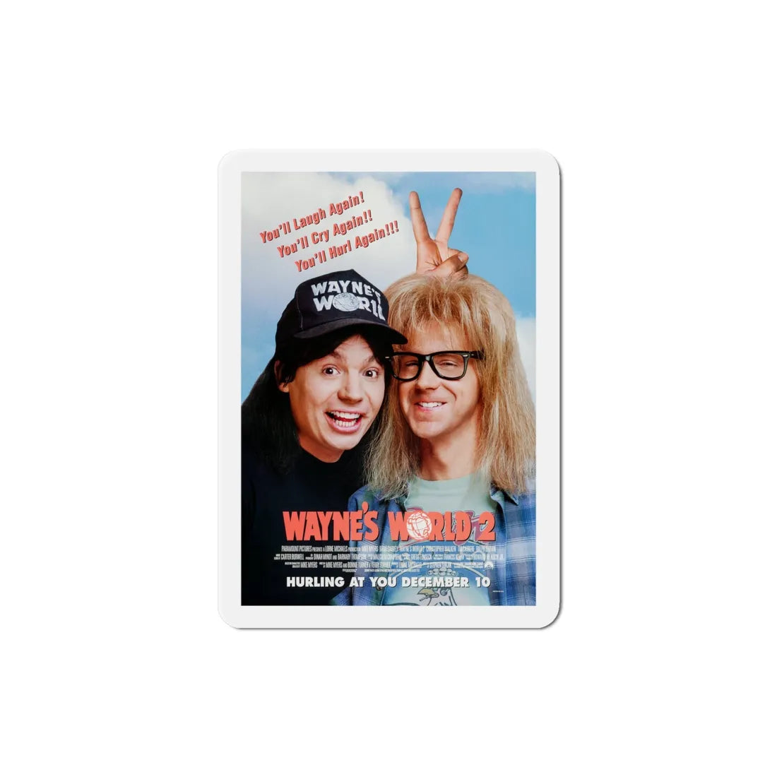 Waynes World 2 1993 Movie Poster Refrigerator Magnet 4 Inch - The Sticker Space