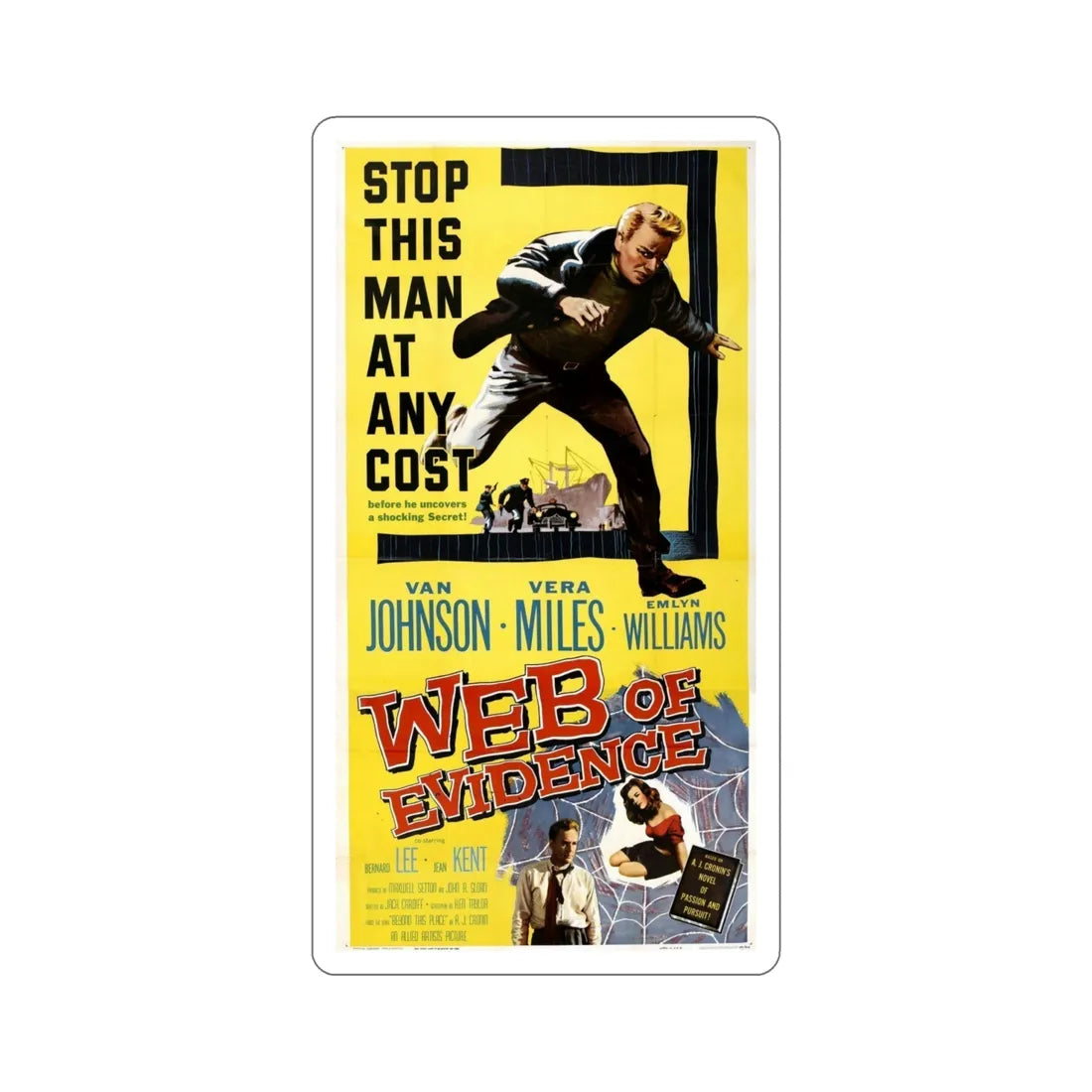 Web of Evidence 1959 Movie Poster STICKER Vinyl Die-Cut Decal 6 Inch - The Sticker Space