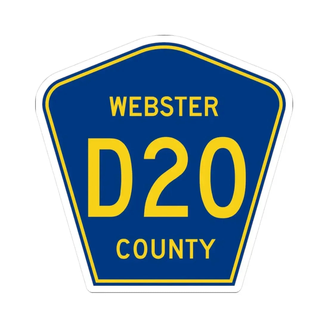 Webster County Route D20 IA (Iowa) (Road Sign) STICKER Vinyl Kiss-Cut Decal 3 Inch White - The Sticker Space
