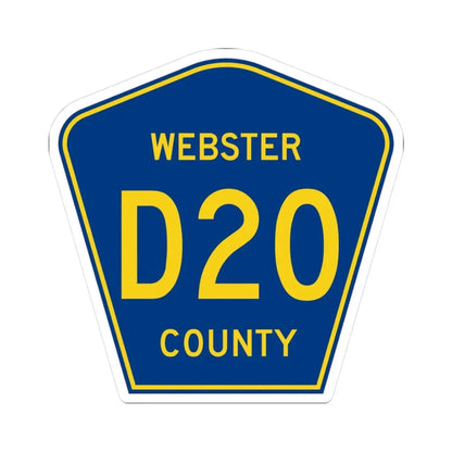 Webster County Route D20 IA (Iowa) (Road Sign) STICKER Vinyl Kiss-Cut Decal 3 Inch White - The Sticker Space