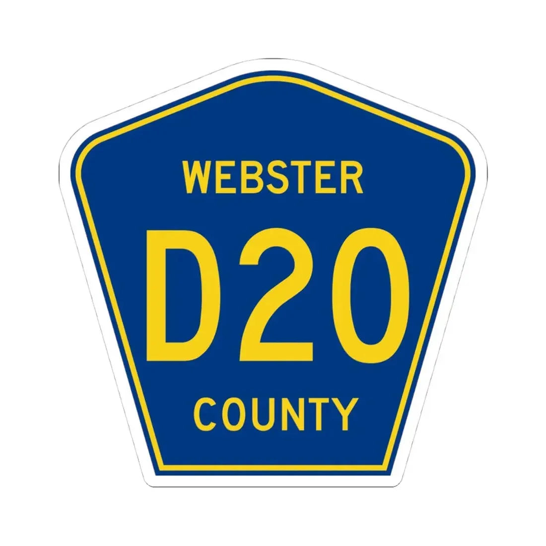 Webster County Route D20 IA (Iowa) (Road Sign) STICKER Vinyl Kiss-Cut Decal 4 Inch White - The Sticker Space