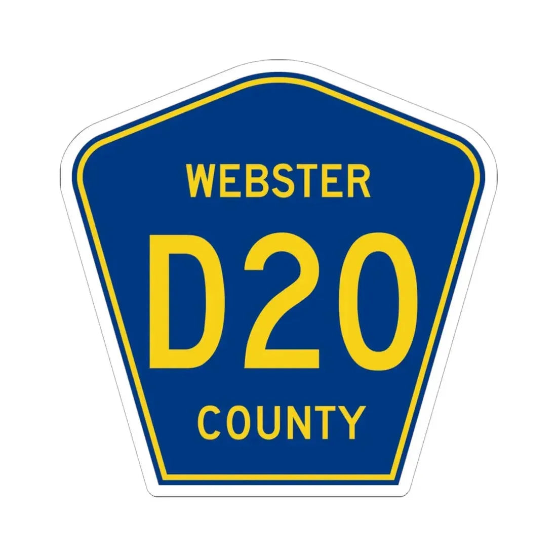 Webster County Route D20 IA (Iowa) (Road Sign) STICKER Vinyl Kiss-Cut Decal 6 Inch White - The Sticker Space