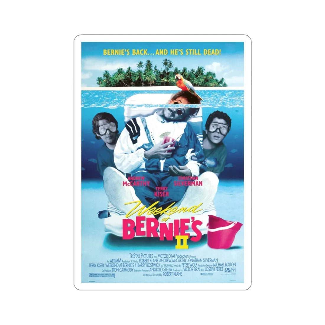 Weekend at Bernies II 1993 Movie Poster STICKER Vinyl Die-Cut Decal 3 Inch - The Sticker Space