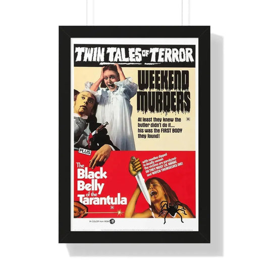 WEEKEND MURDERS + THE BLACK BELLY OF THE TARANTULA 1971 - Framed Movie Poster 16″ x 24″ Black - The Sticker Space