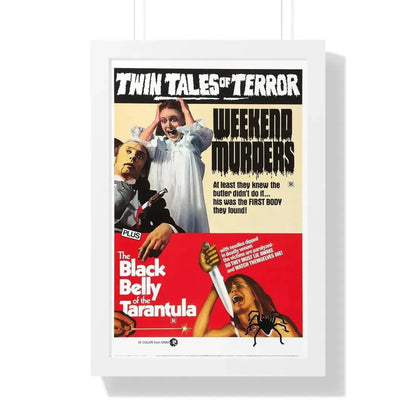 WEEKEND MURDERS + THE BLACK BELLY OF THE TARANTULA 1971 - Framed Movie Poster 16″ x 24″ White - The Sticker Space