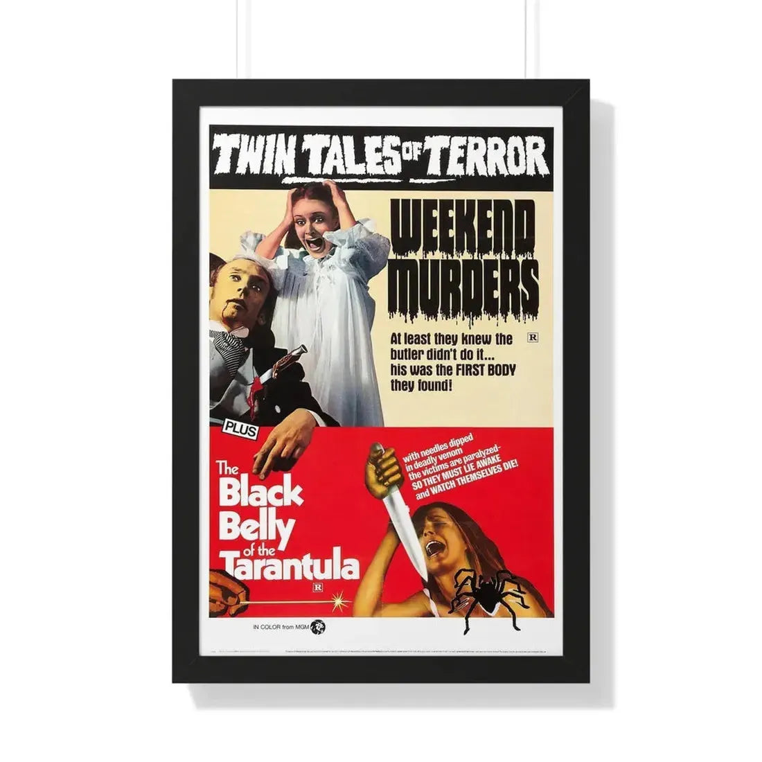 WEEKEND MURDERS + THE BLACK BELLY OF THE TARANTULA 1971 - Framed Movie Poster 20" x 30" Black - The Sticker Space
