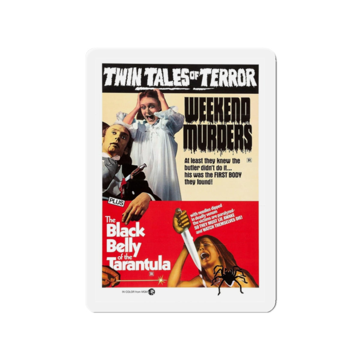 WEEKEND MURDERS + THE BLACK BELLY OF THE TARANTULA 1971 Movie Poster - Refrigerator Magnet-2" x 2"-The Sticker Space