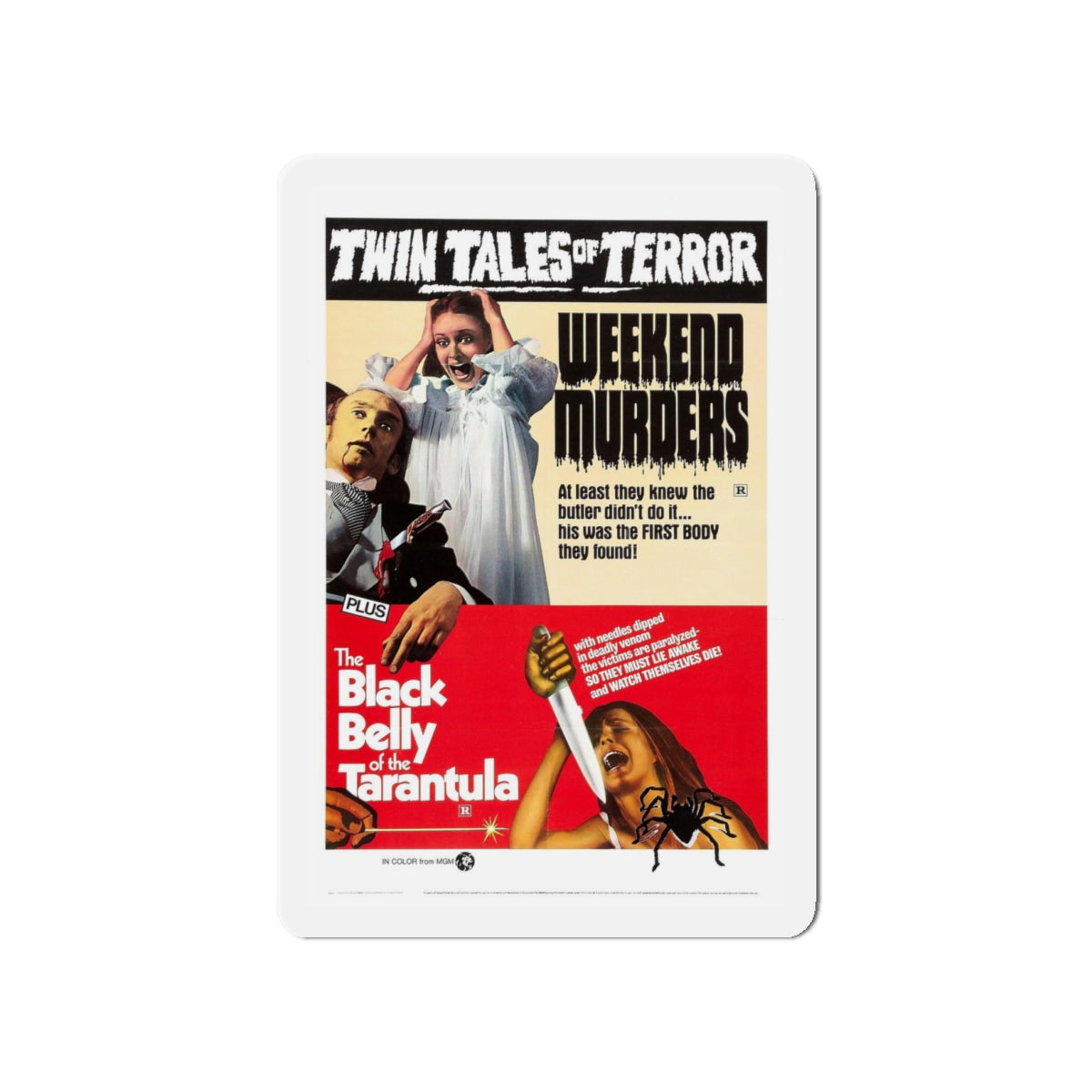 WEEKEND MURDERS + THE BLACK BELLY OF THE TARANTULA 1971 Movie Poster - Refrigerator Magnet-4" x 4"-The Sticker Space