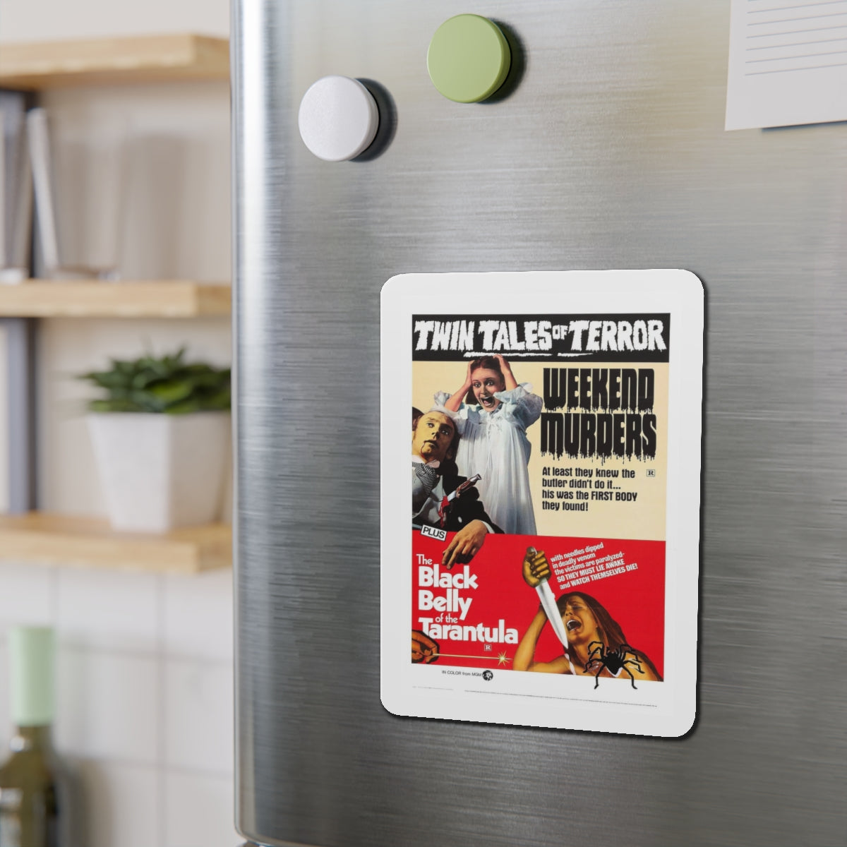 WEEKEND MURDERS + THE BLACK BELLY OF THE TARANTULA 1971 Movie Poster - Refrigerator Magnet-The Sticker Space