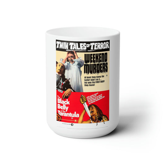 WEEKEND MURDERS + THE BLACK BELLY OF THE TARANTULA 1971 Movie Poster - White Coffee Cup 15oz-15oz-The Sticker Space