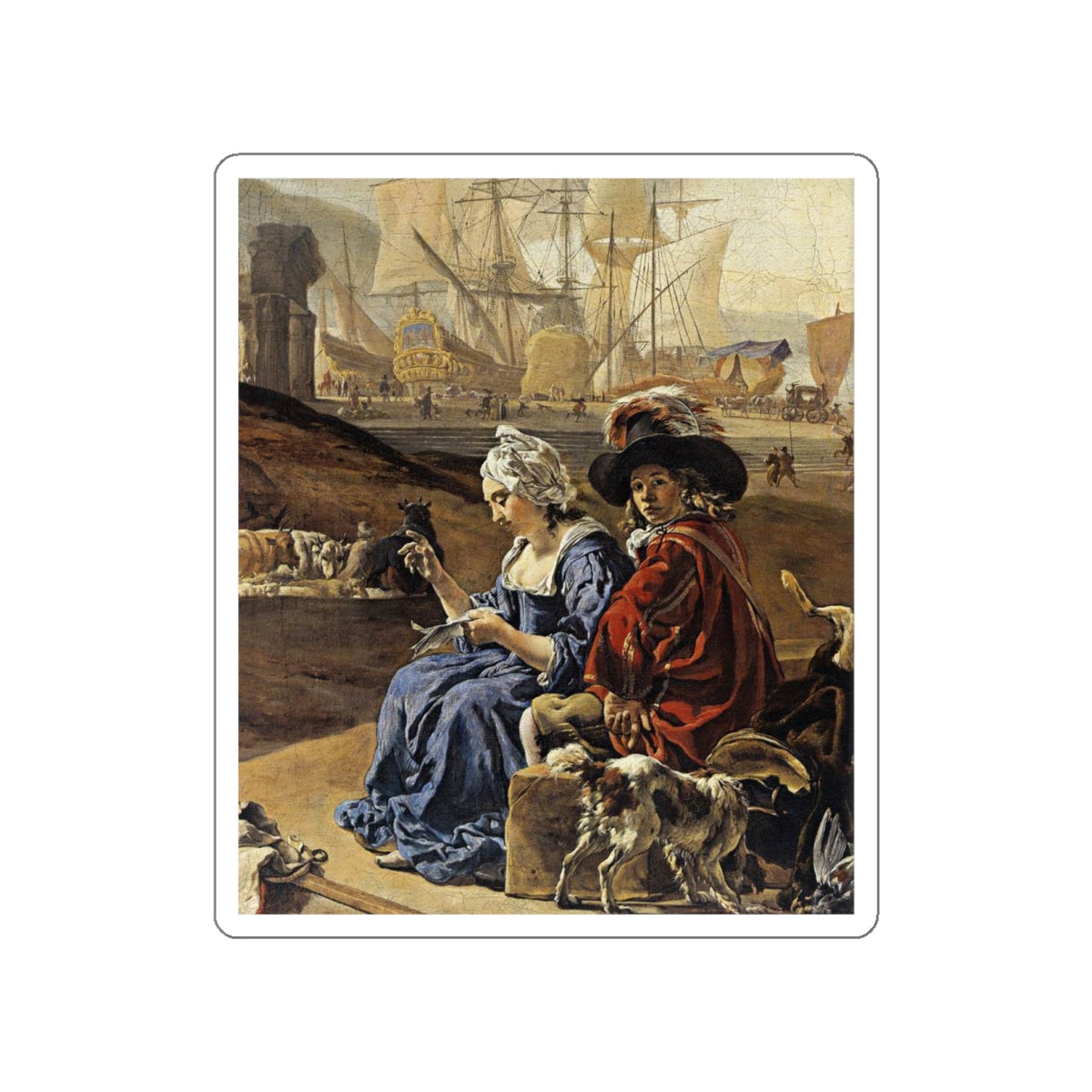 WEENIX, Jan - An Italian Seaport (detail) (Artwork) STICKER Vinyl Die-Cut Decal-White-The Sticker Space