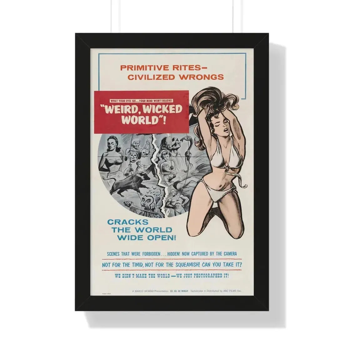 WEIRD, WICKED WORLD! 1964 - Framed Movie Poster 16″ x 24″ Black - The Sticker Space
