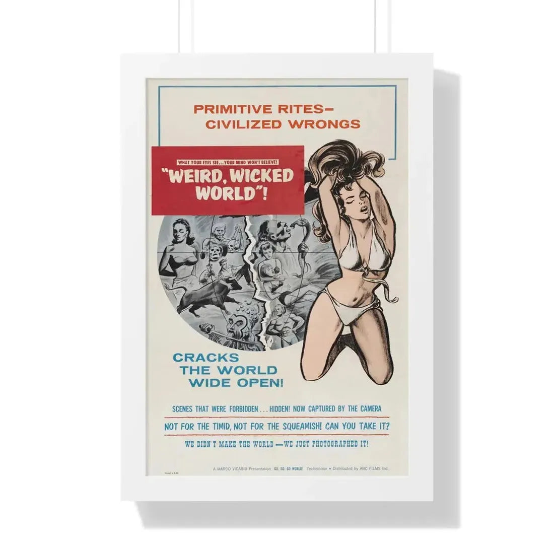 WEIRD, WICKED WORLD! 1964 - Framed Movie Poster 16″ x 24″ White - The Sticker Space