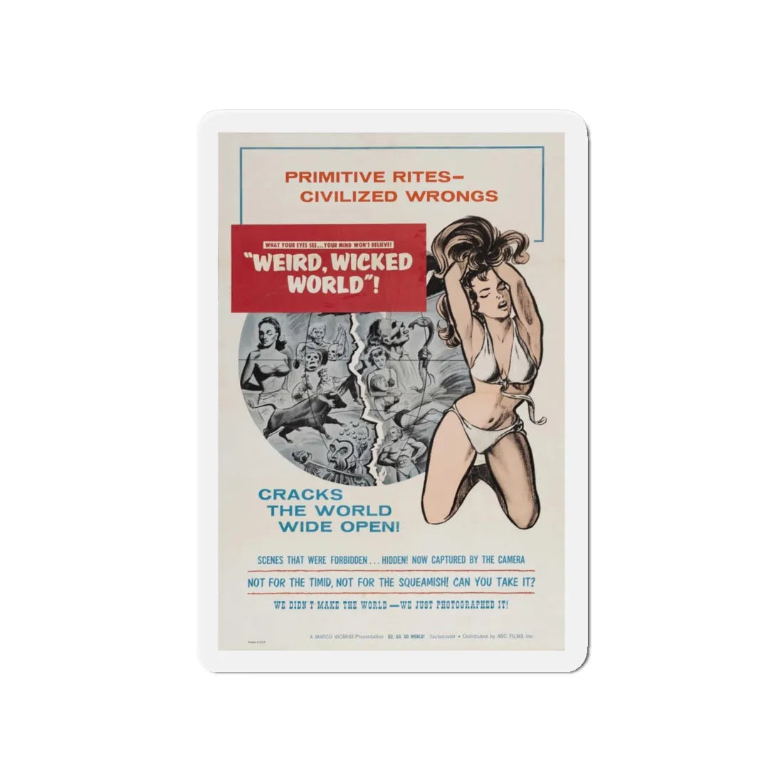 WEIRD, WICKED WORLD! 1964 Movie Poster - Refrigerator Magnet 4 Inch - The Sticker Space