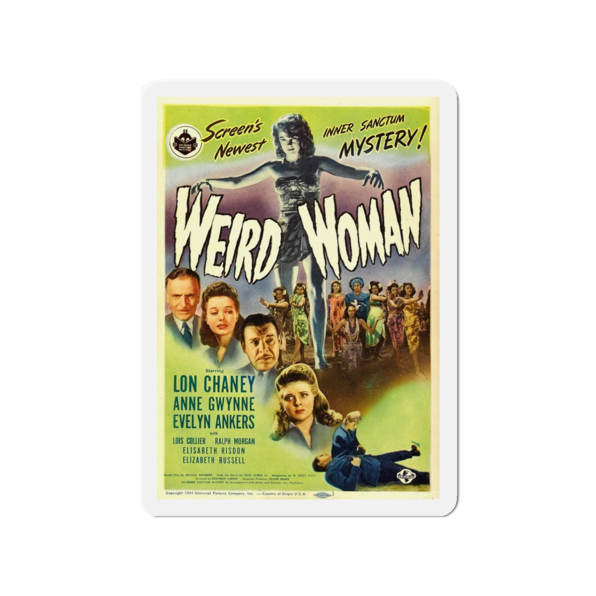 WEIRD WOMAN 1944 Movie Poster - Refrigerator Magnet-3" x 3"-The Sticker Space