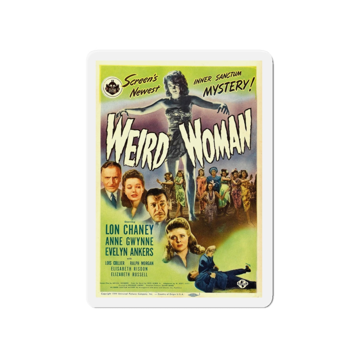 WEIRD WOMAN 1944 Movie Poster - Refrigerator Magnet-4" x 4"-The Sticker Space