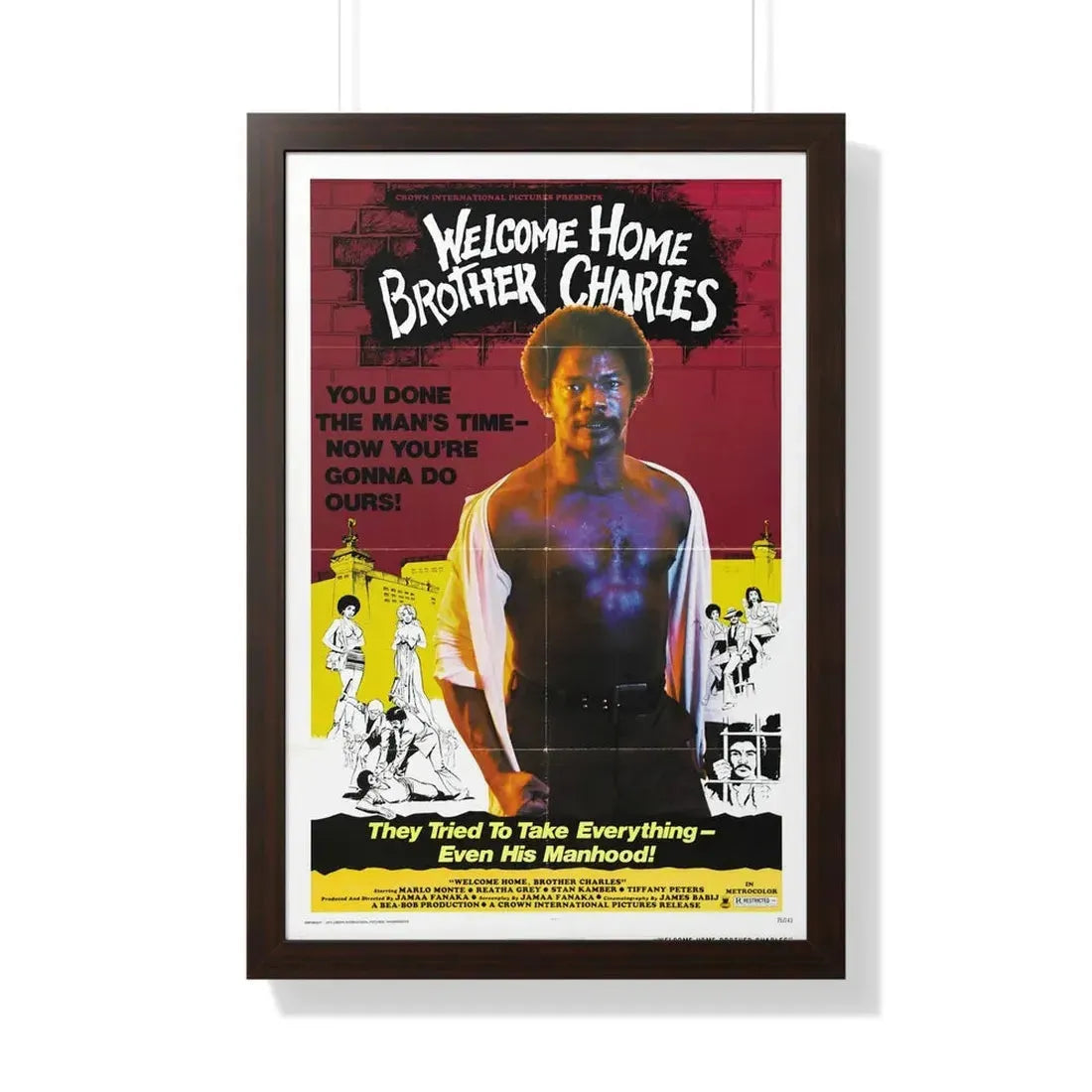 WELCOME HOME BROTHER CHARLES 1975 - Framed Movie Poster 20" x 30" Walnut - The Sticker Space
