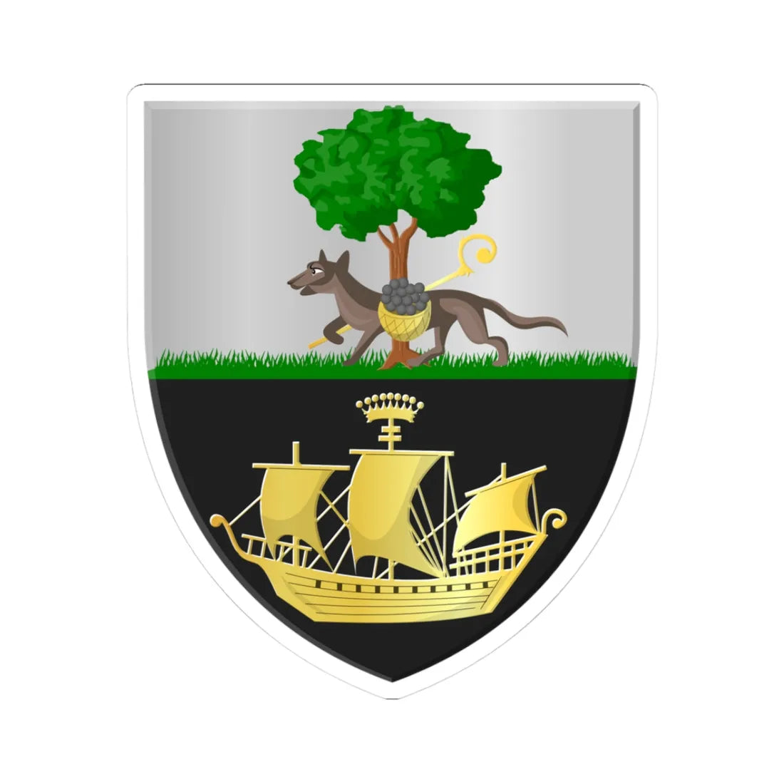 Wellin wapen (Belgium) (Coat of Arms) STICKER Vinyl Kiss-Cut Decal 3 Inch White - The Sticker Space