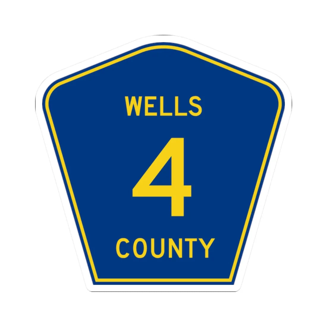 Wells County Route 4 ND (North Dakota) (Road Sign) STICKER Vinyl Kiss-Cut Decal 2 Inch White - The Sticker Space