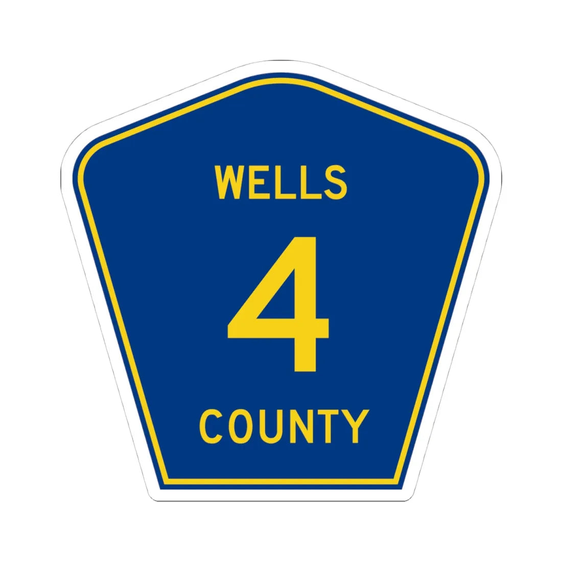 Wells County Route 4 ND (North Dakota) (Road Sign) STICKER Vinyl Kiss-Cut Decal 4 Inch White - The Sticker Space