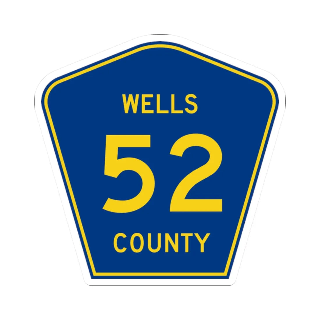 Wells County Route 52 ND (North Dakota) (Road Sign) STICKER Vinyl Kiss-Cut Decal 2 Inch White - The Sticker Space