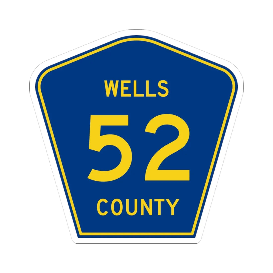 Wells County Route 52 ND (North Dakota) (Road Sign) STICKER Vinyl Kiss-Cut Decal 3 Inch White - The Sticker Space